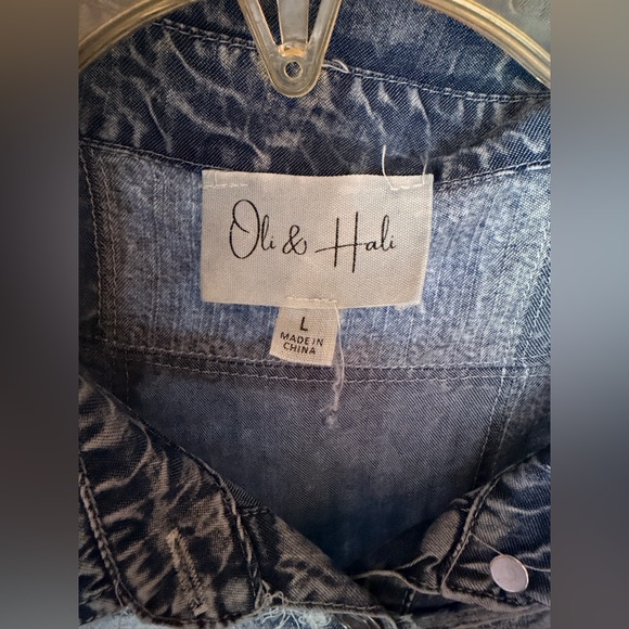 NWOT Blue Denim Long Shirt Dress by Oli & Hali - Picture 4 of 4